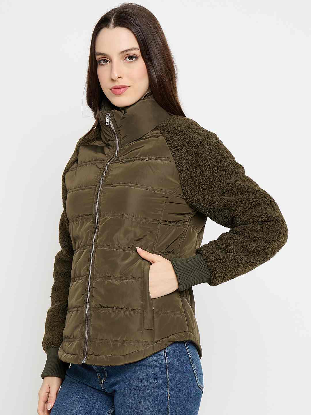 Madame Quilted Olive Green Jacket - Image 5