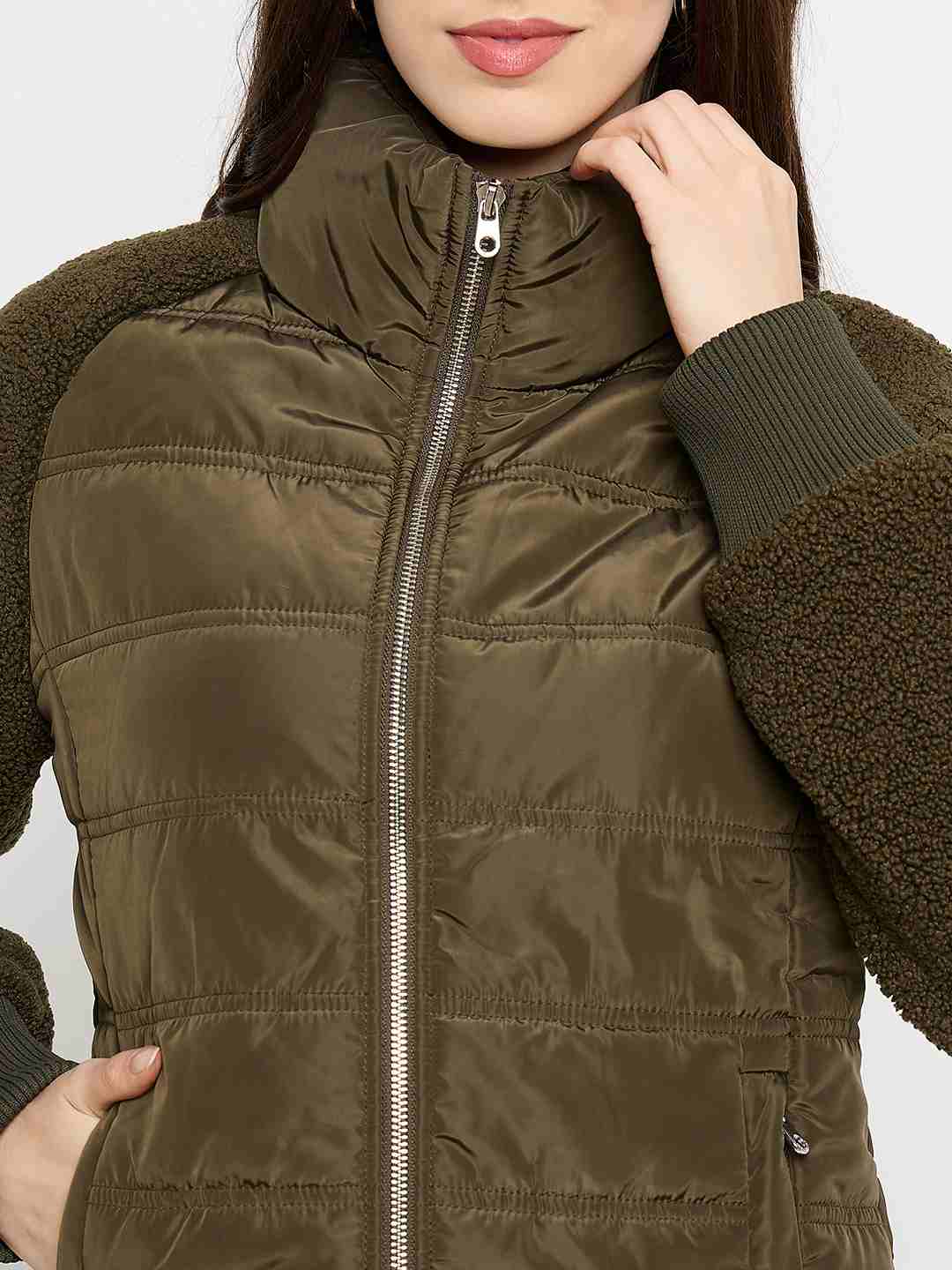 Madame Quilted Olive Green Jacket - Image 7
