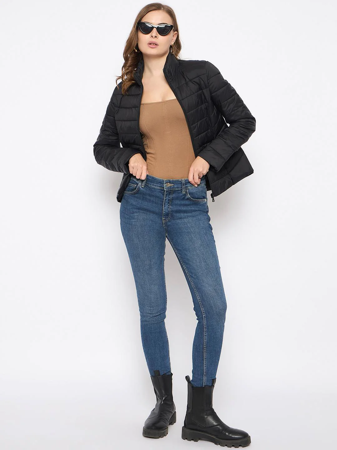 Madame Quilted Black Puffer Jacket - Image 3
