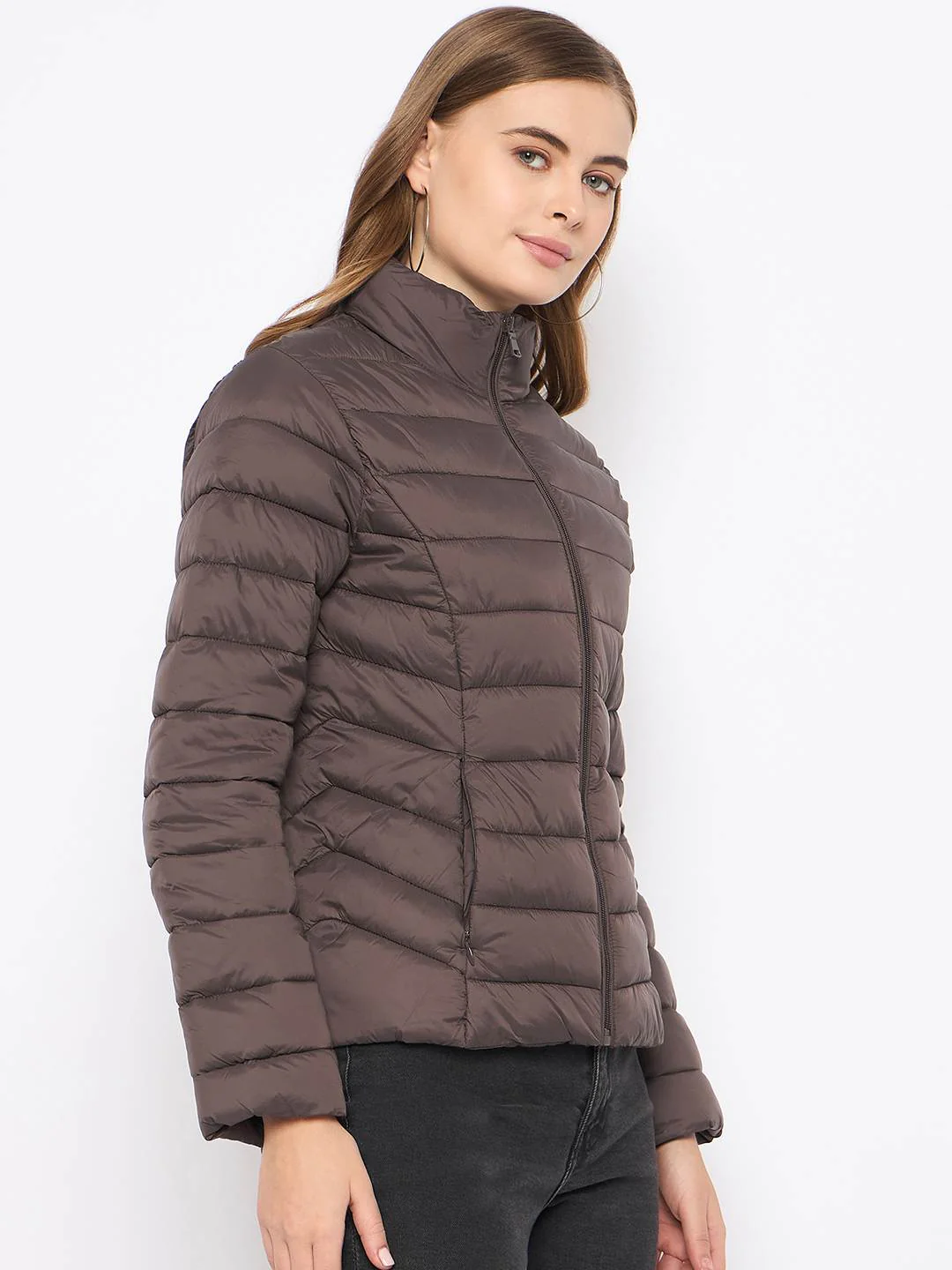 Madame Quilted Coffee Brown Puffer Jacket - Image 4