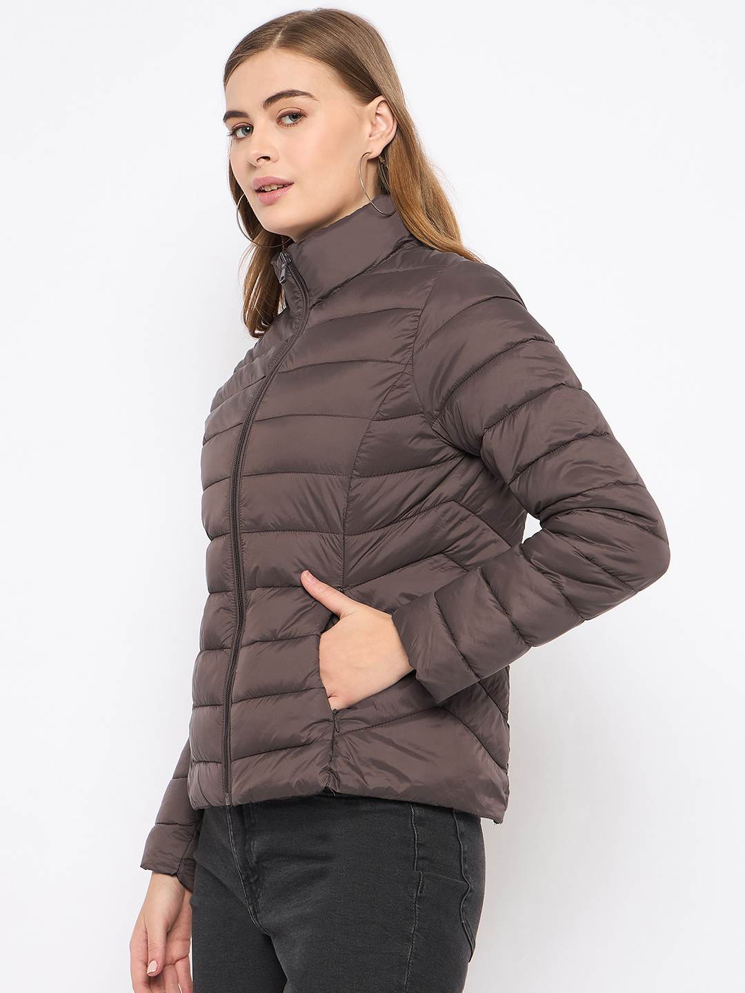 Madame Quilted Coffee Brown Puffer Jacket - Image 5