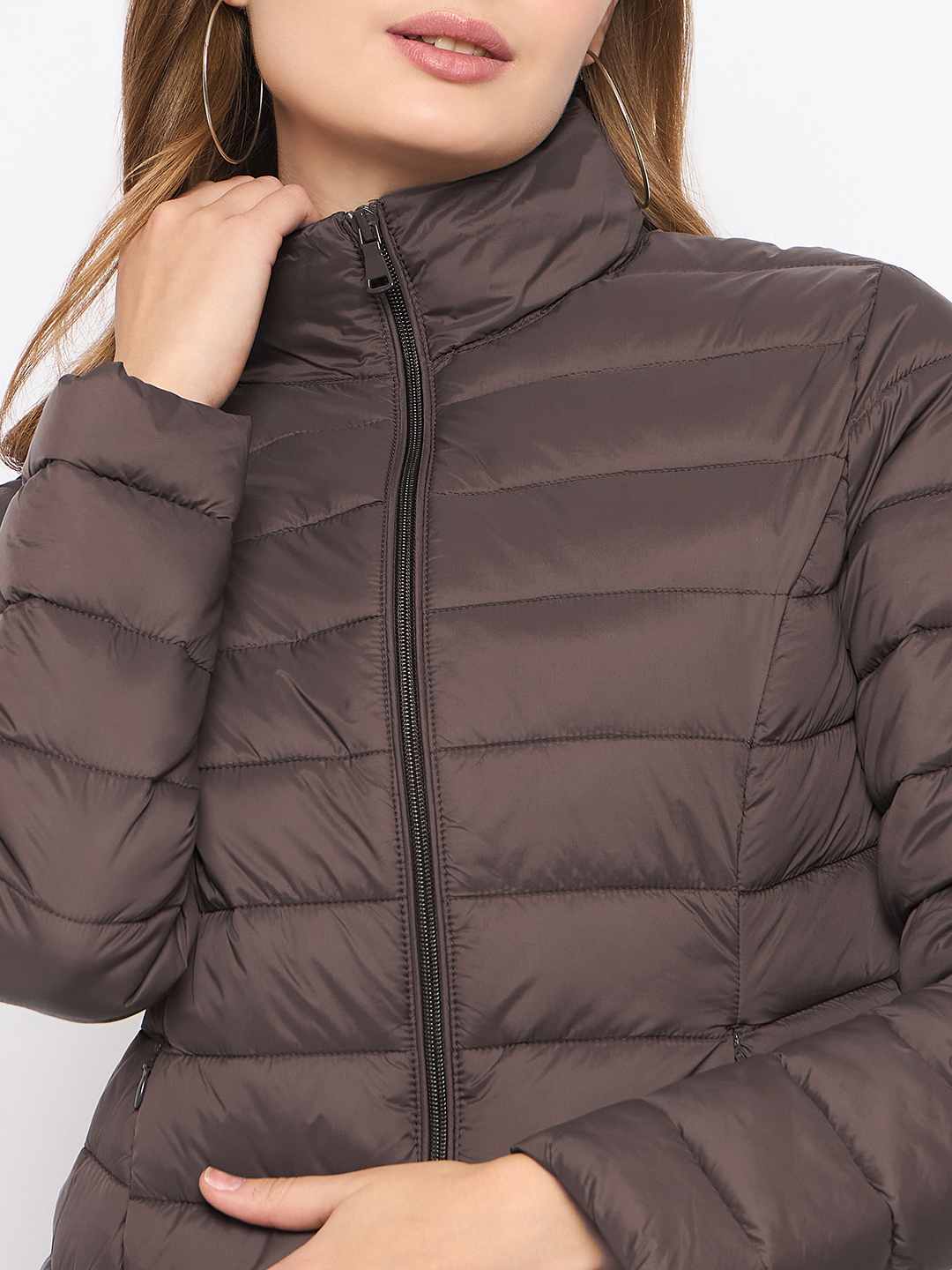 Madame Quilted Coffee Brown Puffer Jacket - Image 7