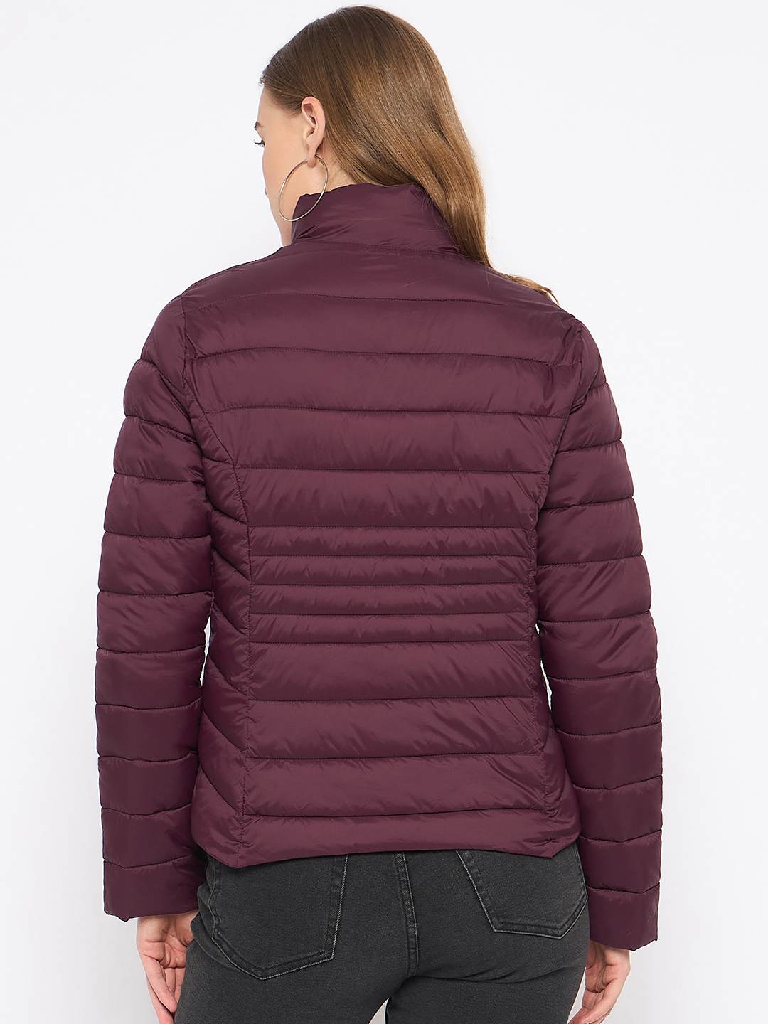 Madame Quilted Wine Puffer Jacket - Image 6