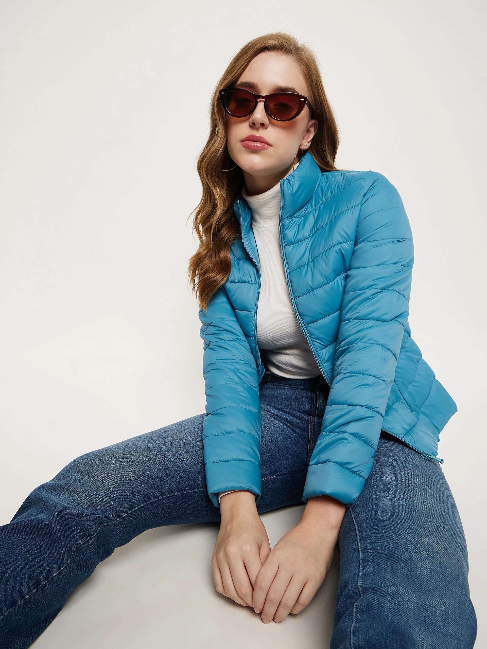 Madame Sea Blue Puffer Jacket - Image 2