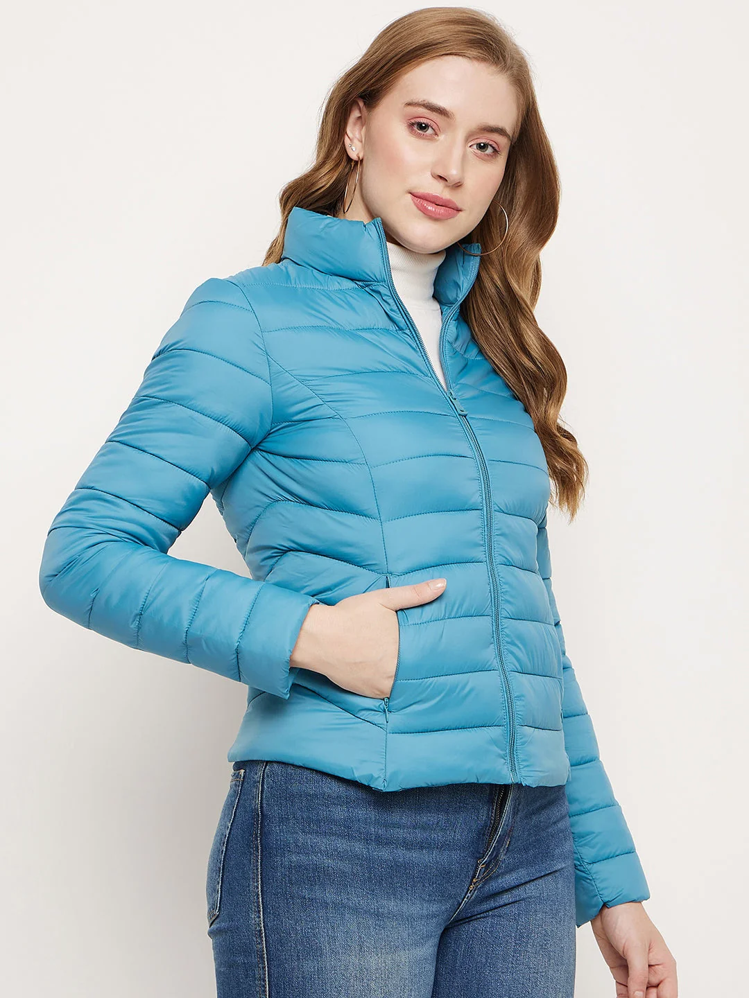 Madame Sea Blue Puffer Jacket - Image 4