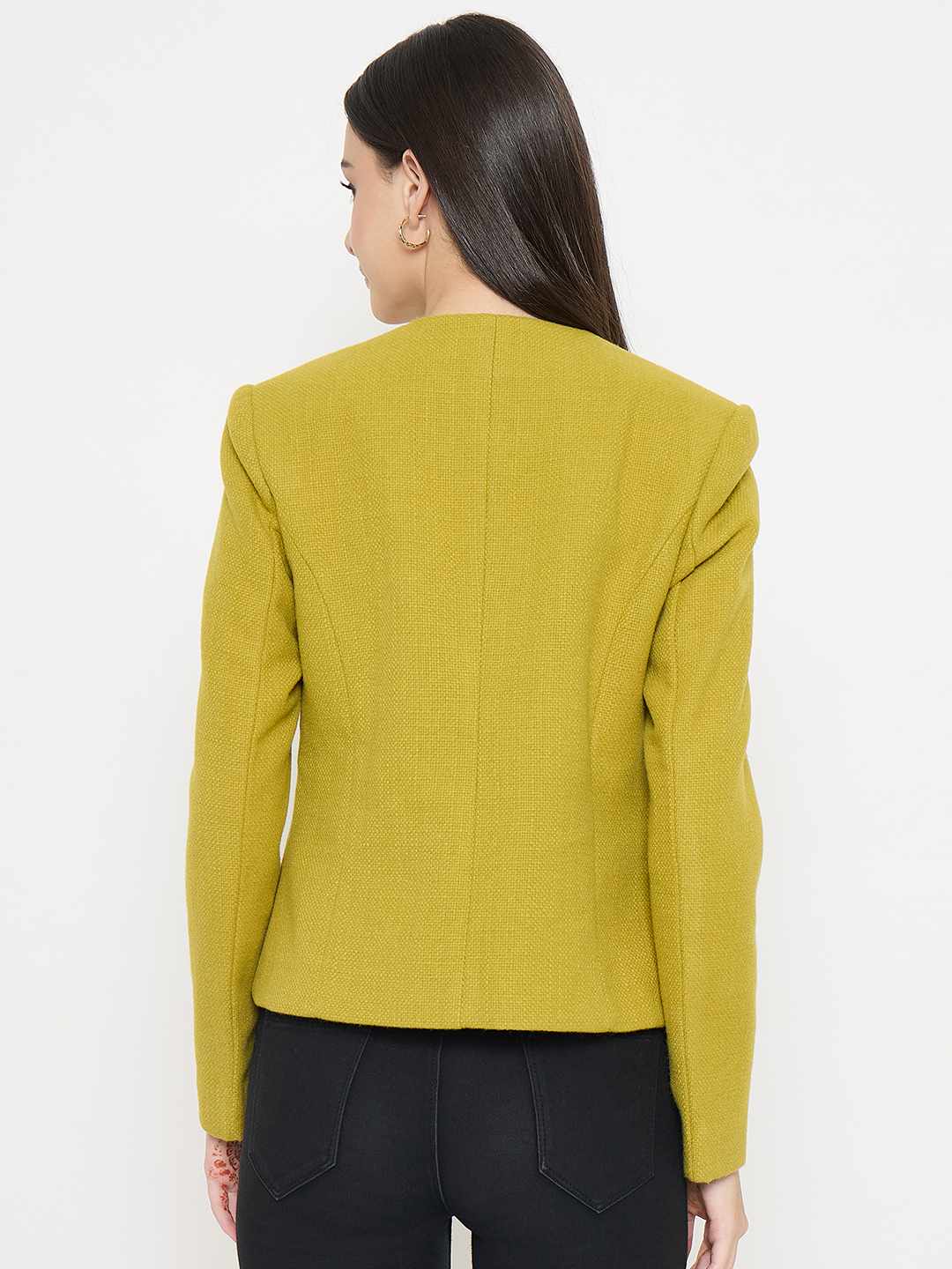 Madame Round Neck Green Short Coat - Image 6