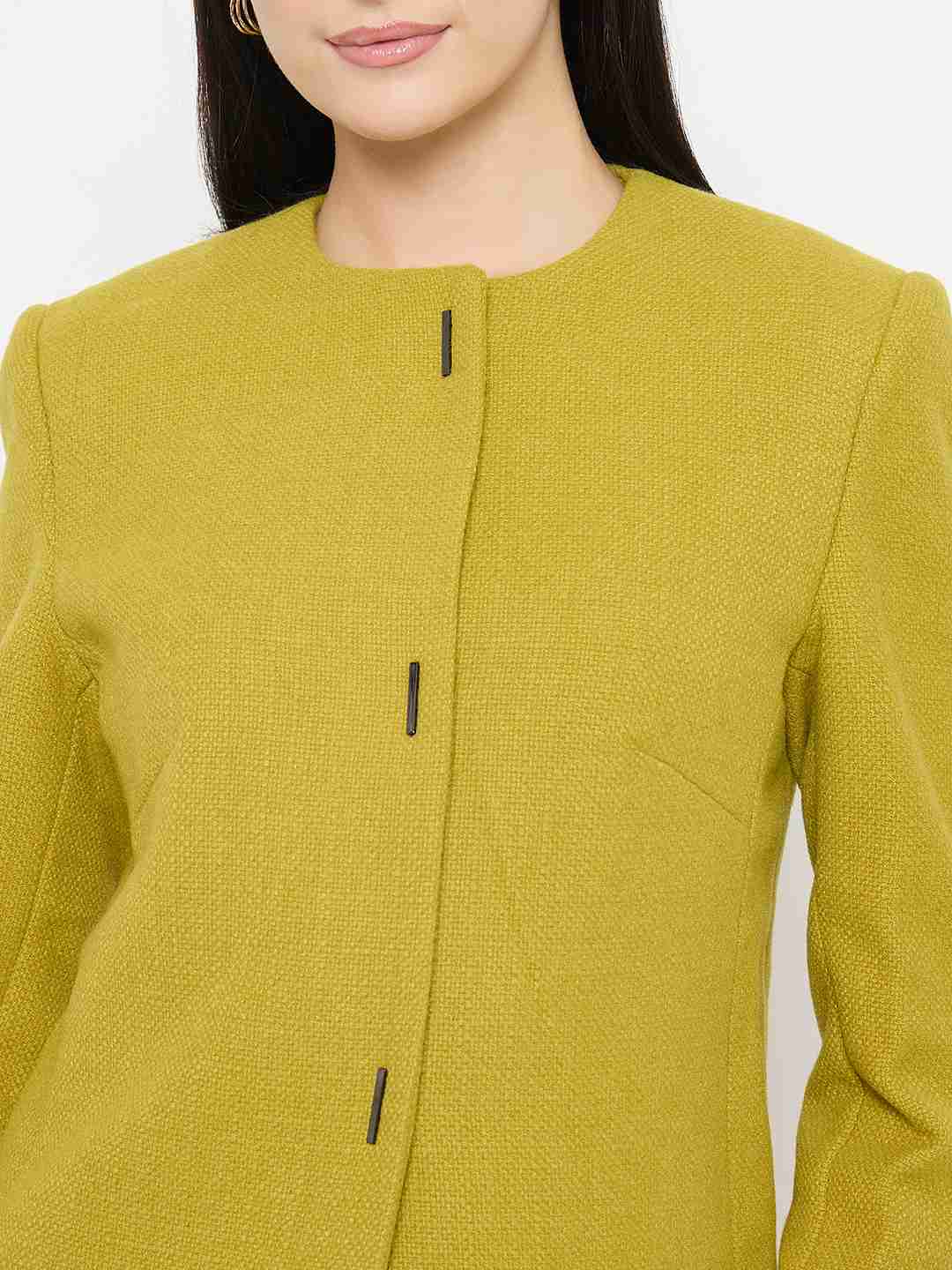 Madame Round Neck Green Short Coat - Image 7