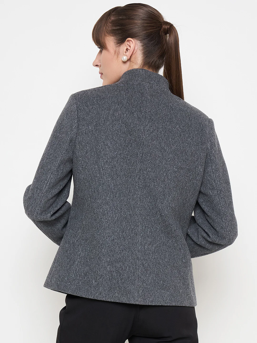 Madame Mélange Button Detailed Anthra Short Coat - Image 6