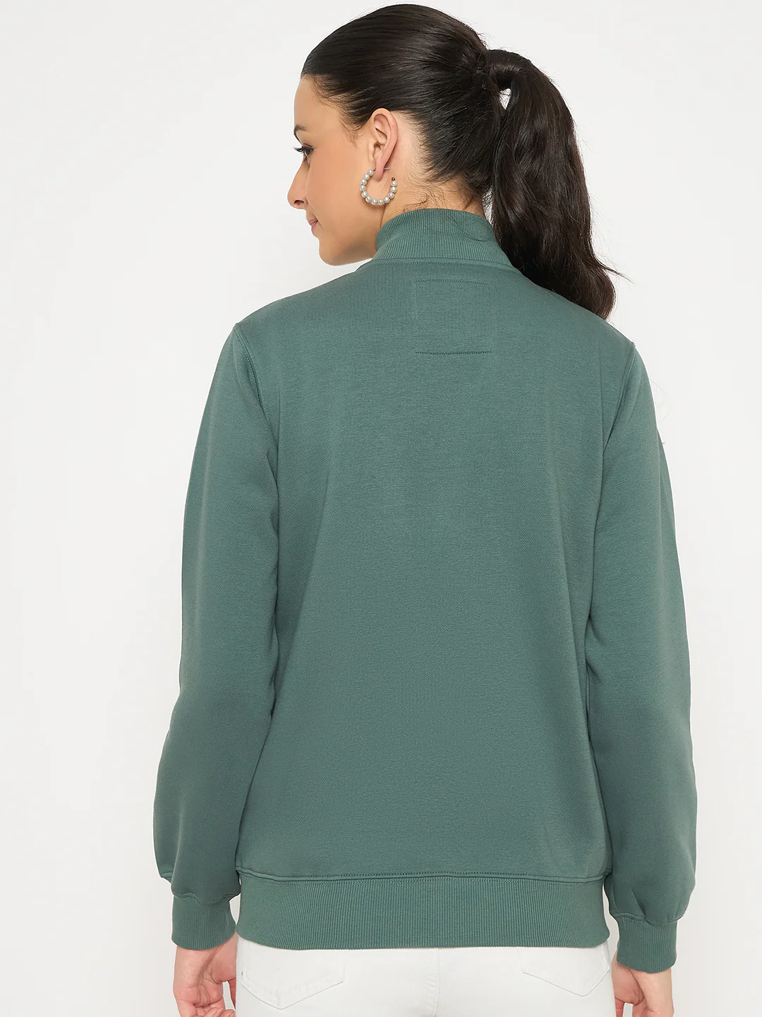 Madame Fleece T Neck Front Zip Blue Sweatshirt - Image 5