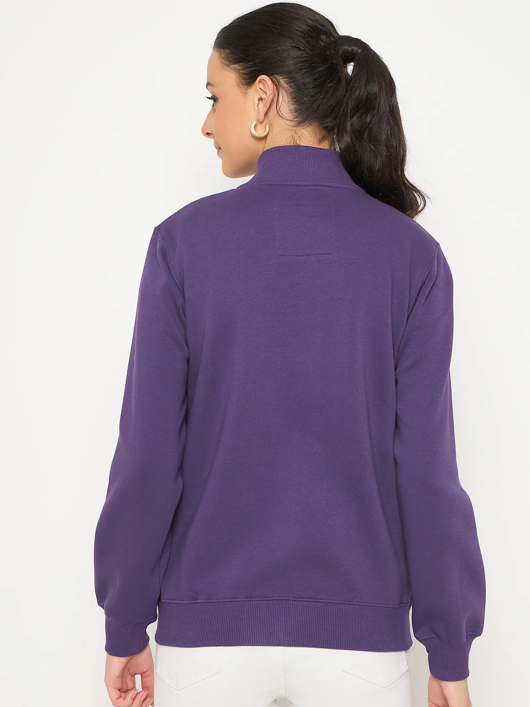 Madame Fleece T Neck Front Zip Purple Sweatshirt - Image 5