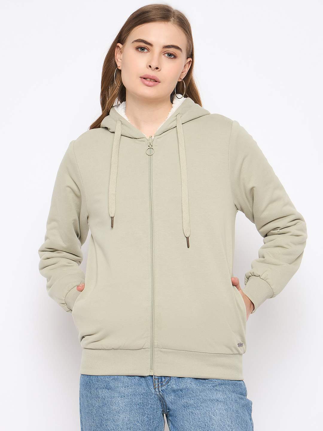 Madame Pear Green Hooded Zipper Sweatshirt - Image 3