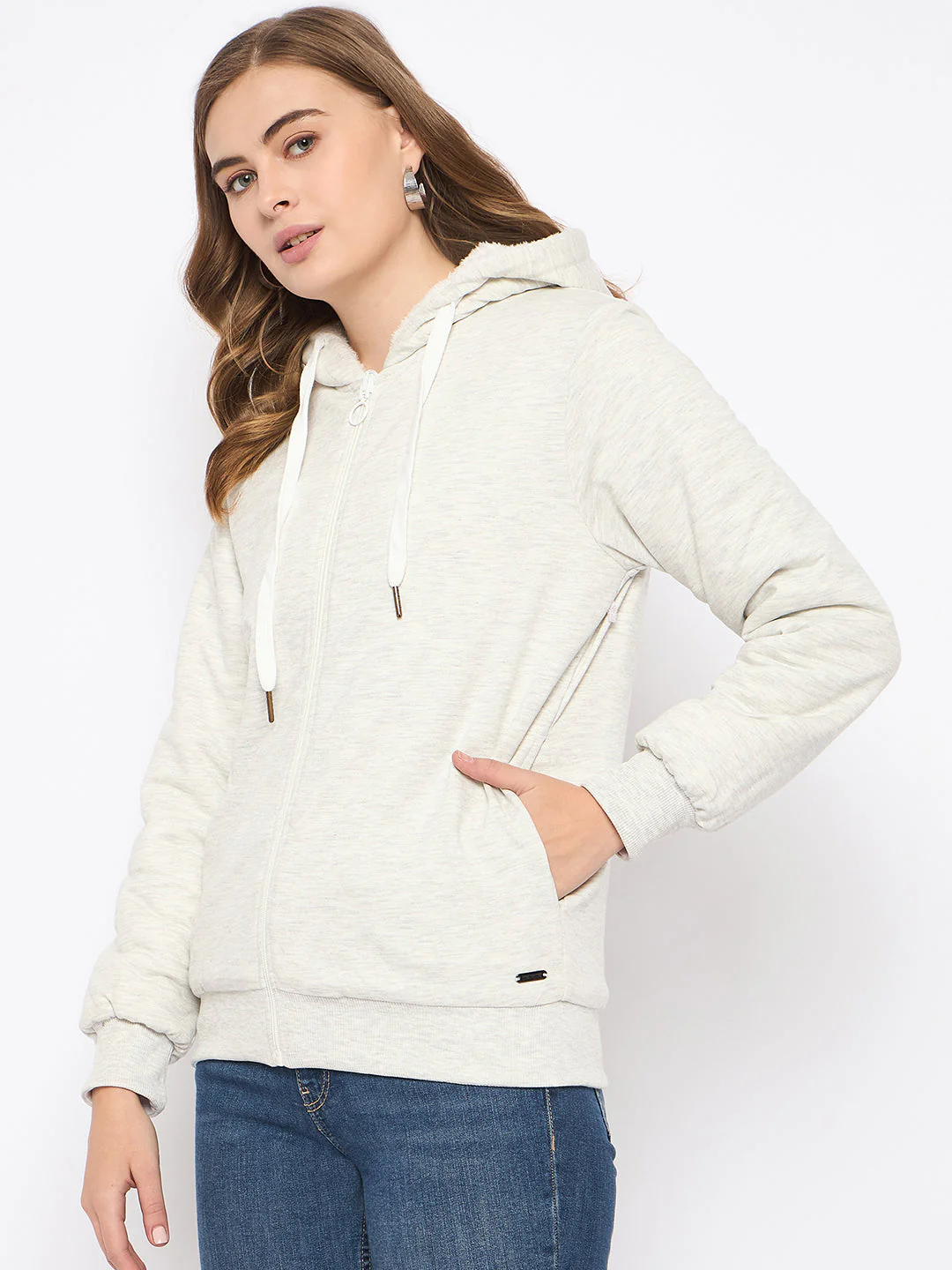 Madame White Fleece Hooded Sweatshirt - Image 5
