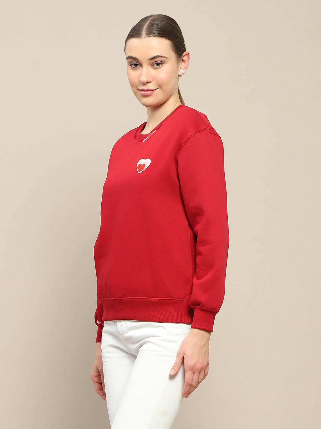Madame Fleece Patched Maroon Sweatshirt - Image 5