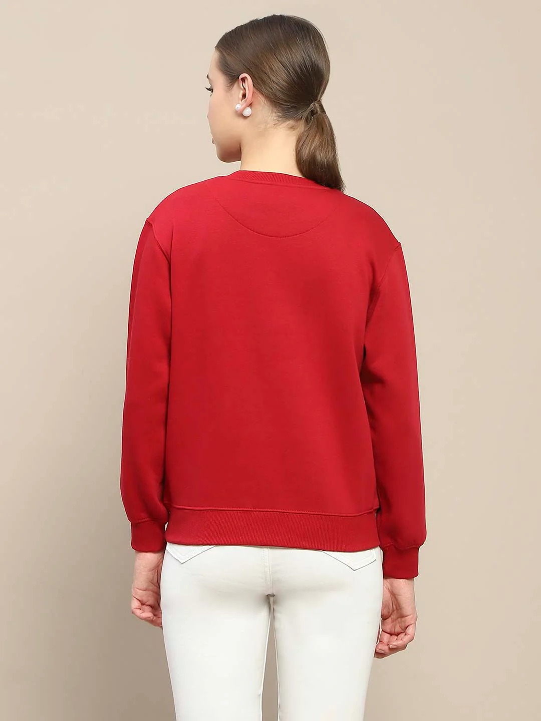 Madame Fleece Patched Maroon Sweatshirt - Image 6