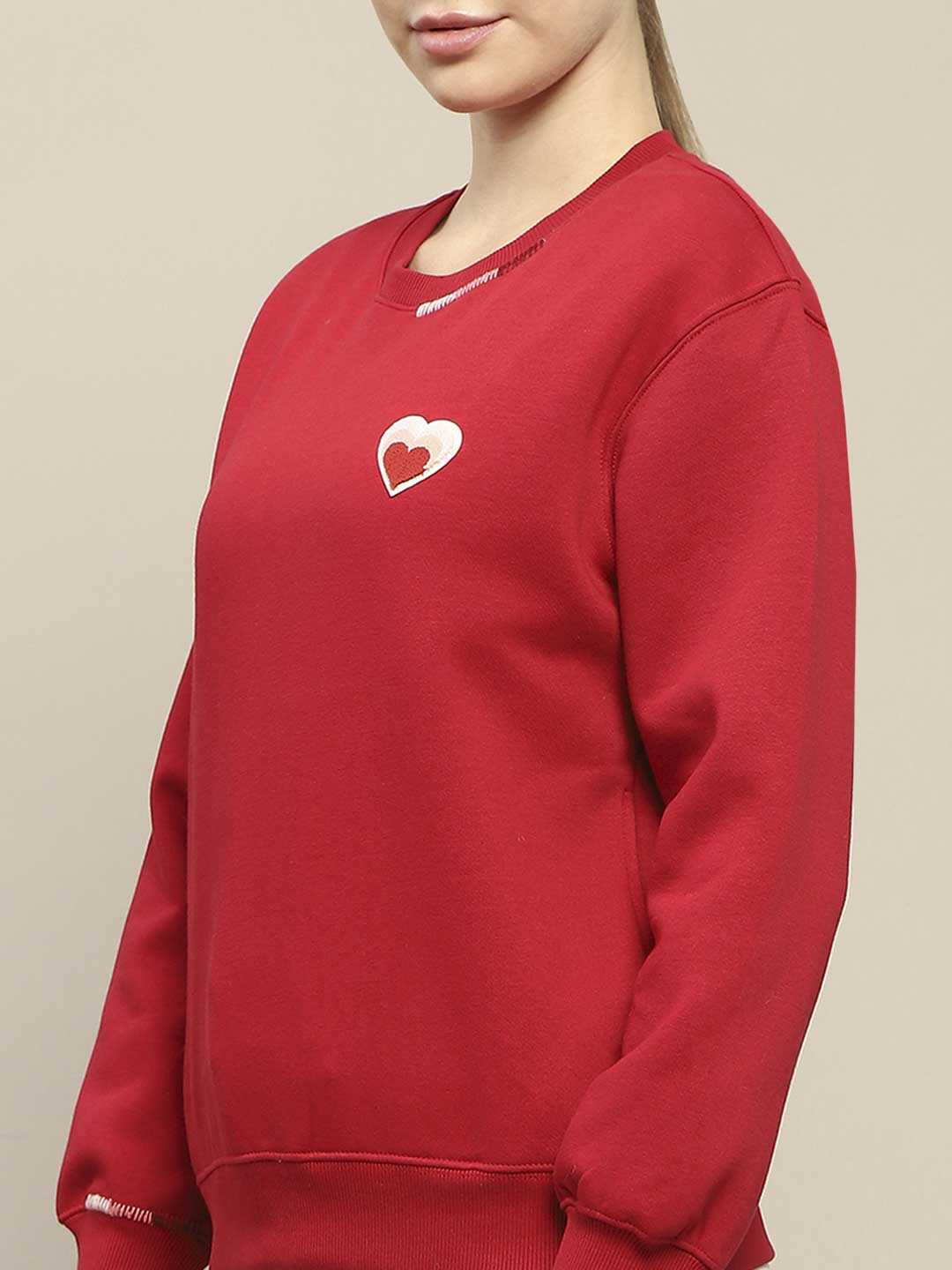 Madame Fleece Patched Maroon Sweatshirt - Image 7