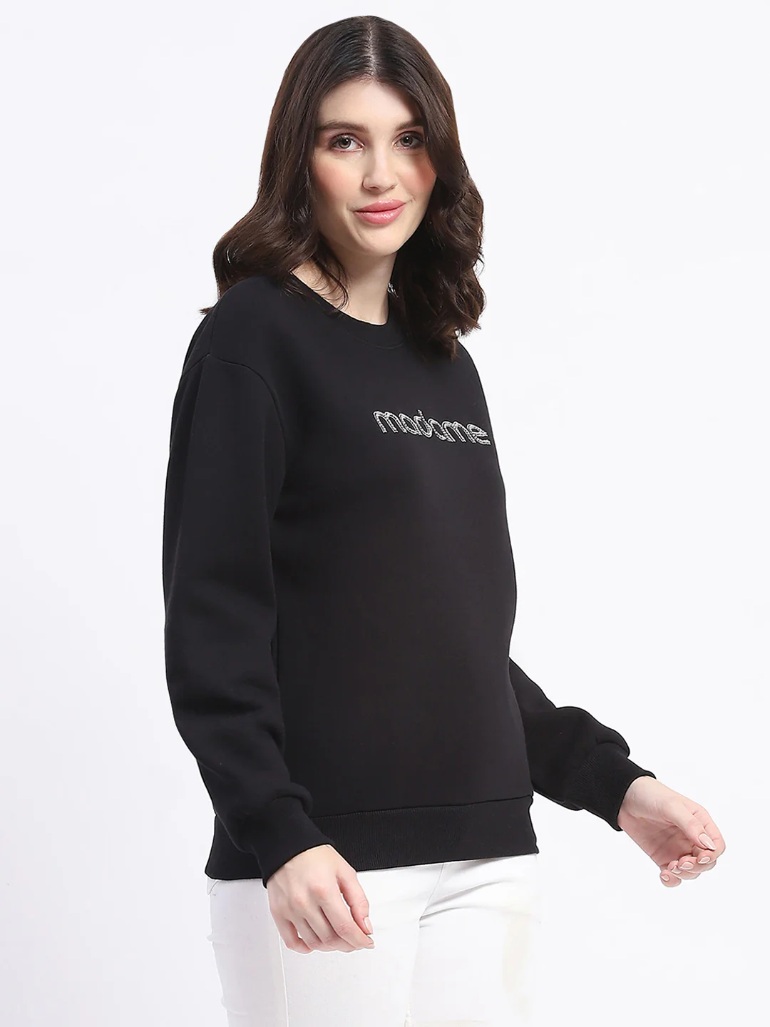 Madame Fleece Handwork And Embroidered Black Sweatshirt - Image 4