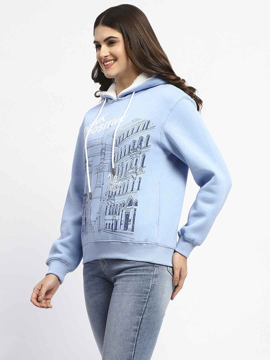 Madame Powder Blue Graphic Printed Hoodie Sweatshirt - Image 4