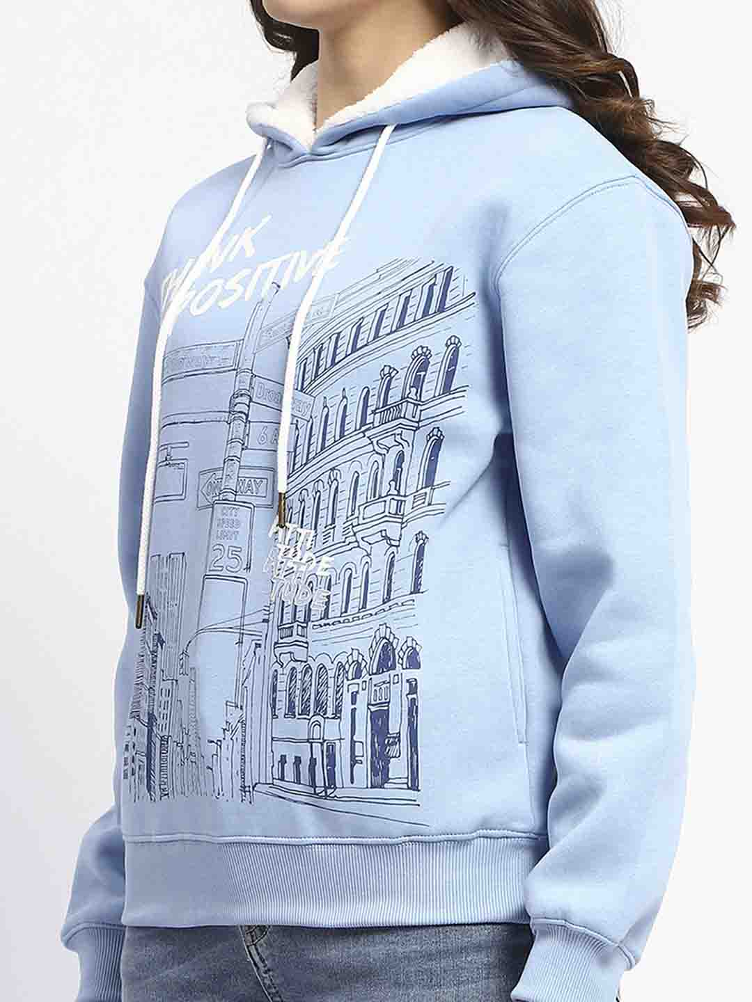 Madame Powder Blue Graphic Printed Hoodie Sweatshirt - Image 6