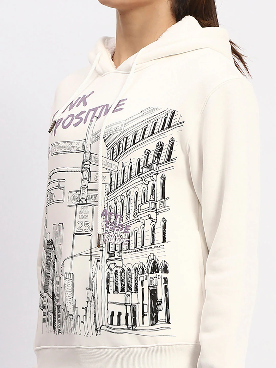Madame White Graphic Printed Hoodie Sweatshirt - Image 6