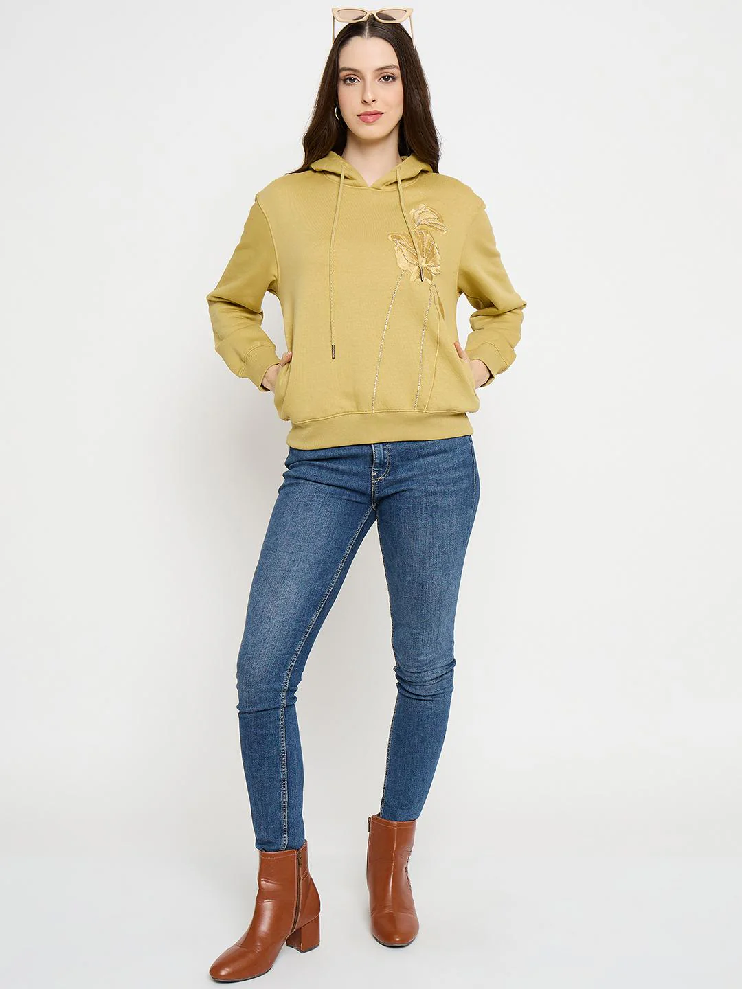 Madame Graphic Print Yellow Cotton Blend Sweatshirt - Image 2