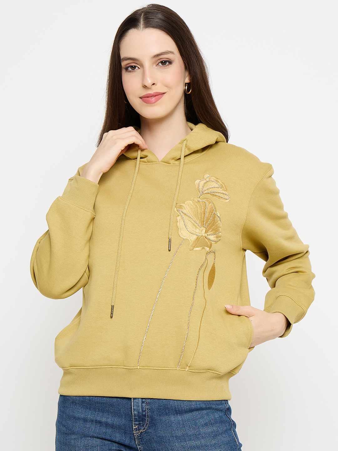 Madame Graphic Print Yellow Cotton Blend Sweatshirt - Image 3