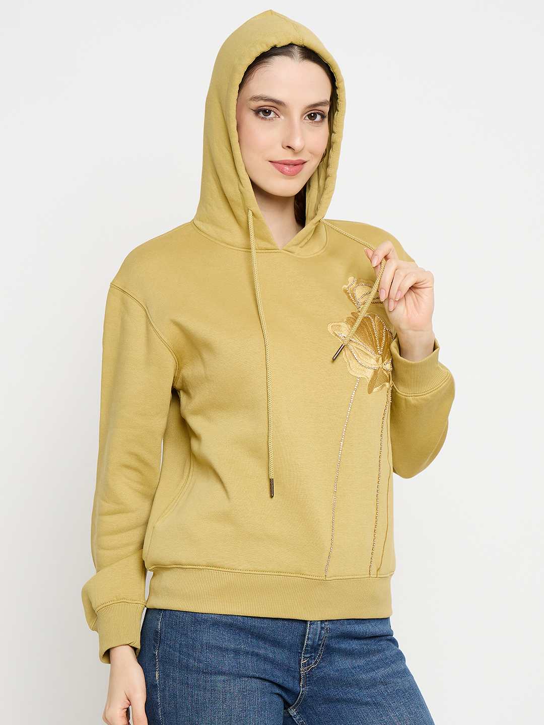 Madame Graphic Print Yellow Cotton Blend Sweatshirt - Image 4