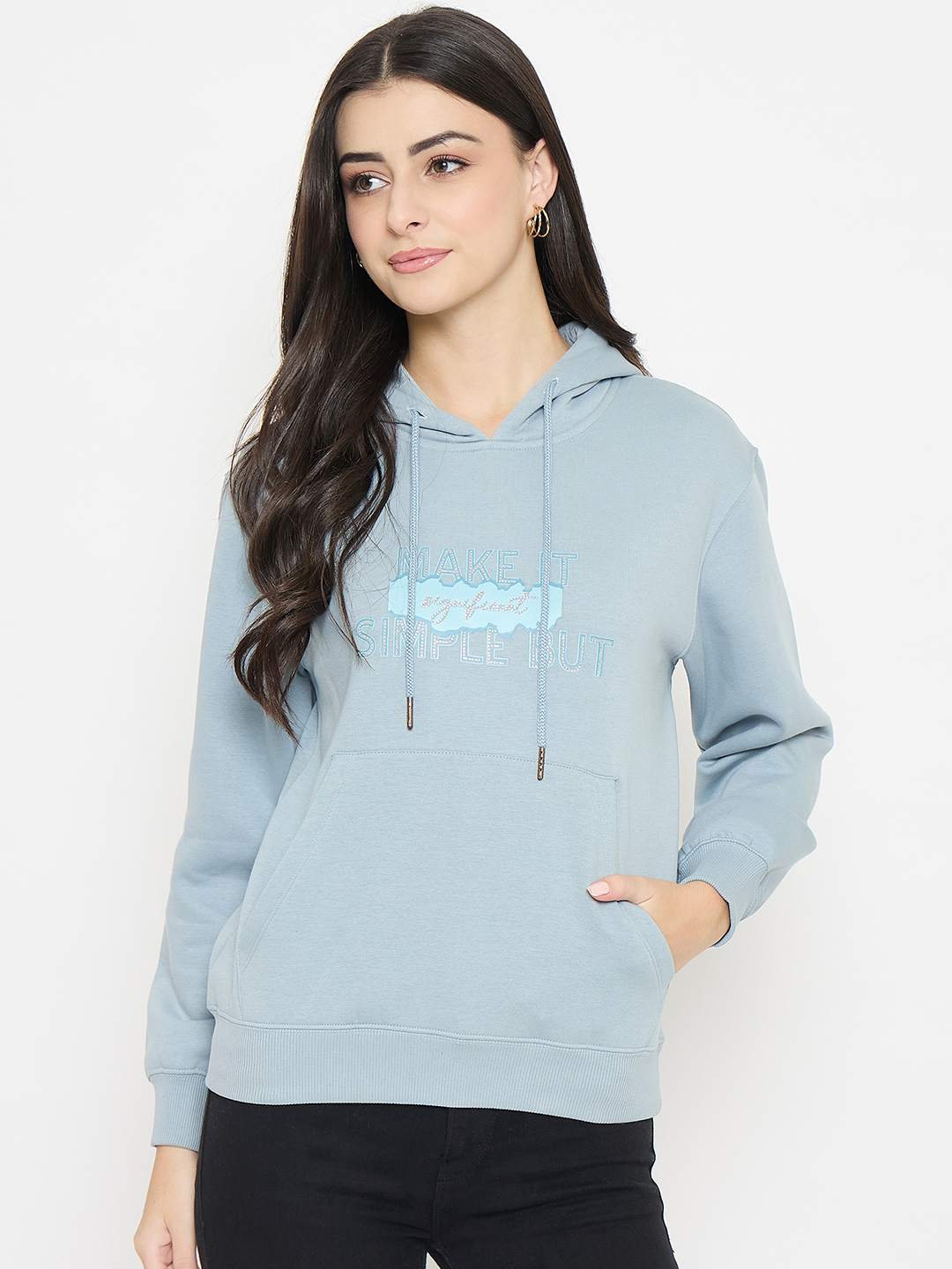 Madame Typography Print Light Sky Cotton Blend Sweatshirt - Image 3