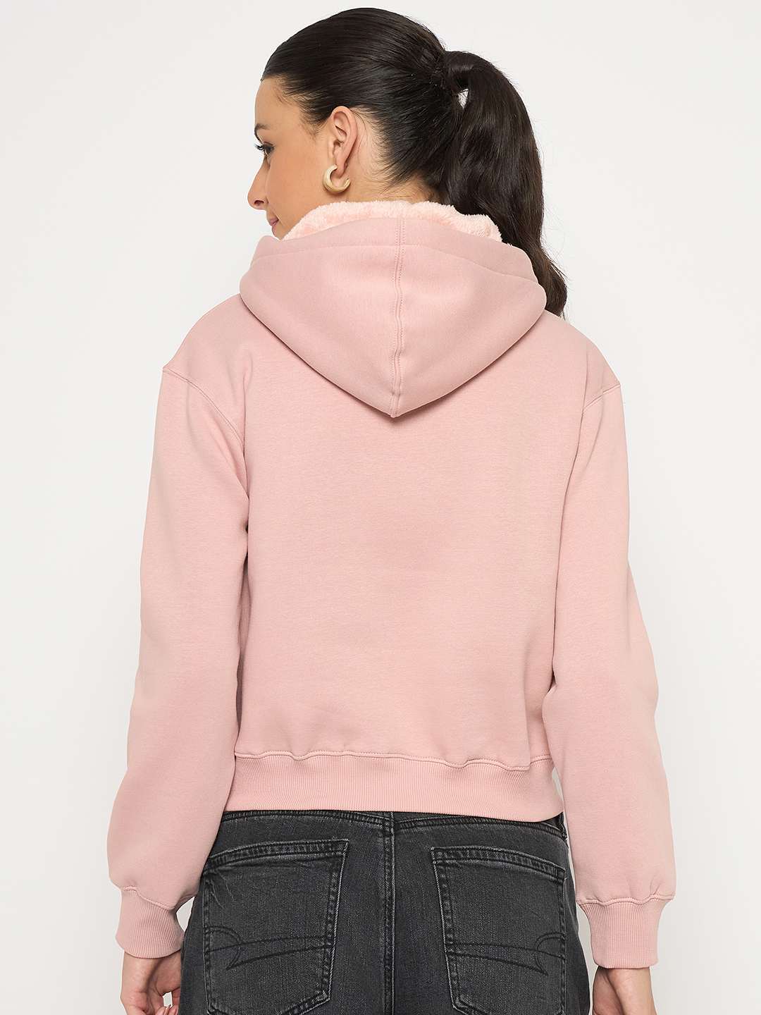 Madame Fleece Placement Printed Handwork Detailed Dusty Pink Sweatshirt - Image 6