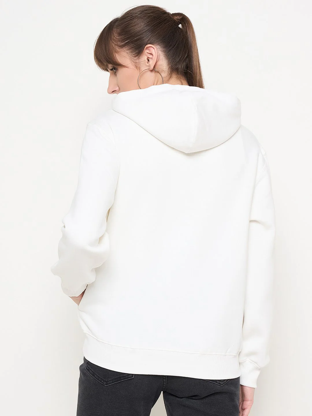 Madame Floral Print Adorned Cotton Blend White Sweatshirt - Image 6