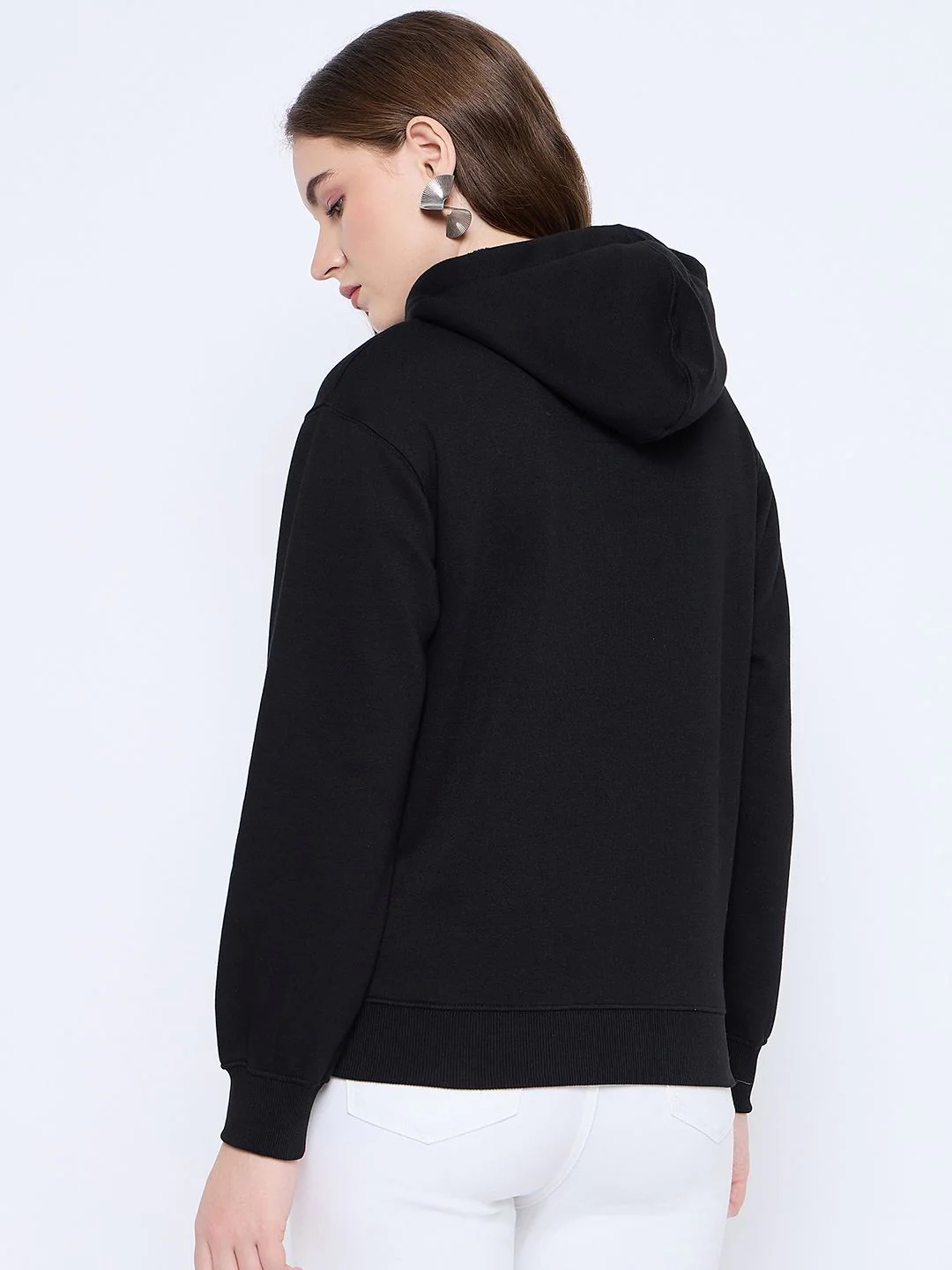 Madame Graphic Print Loose Fit Black Hooded Sweatshirt - Image 6