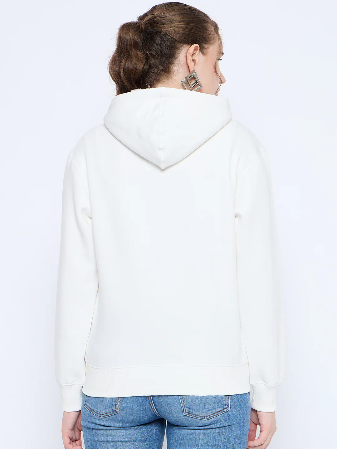 Madame Graphic Print Loose Fit White Hooded Sweatshirt - Image 5