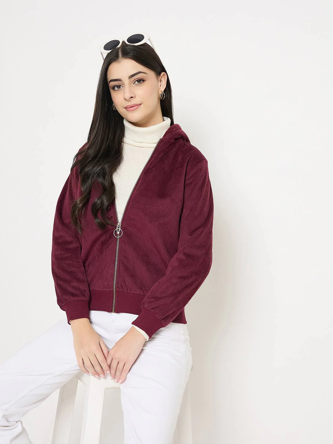 Madame Hooded Plum Sweatshirt