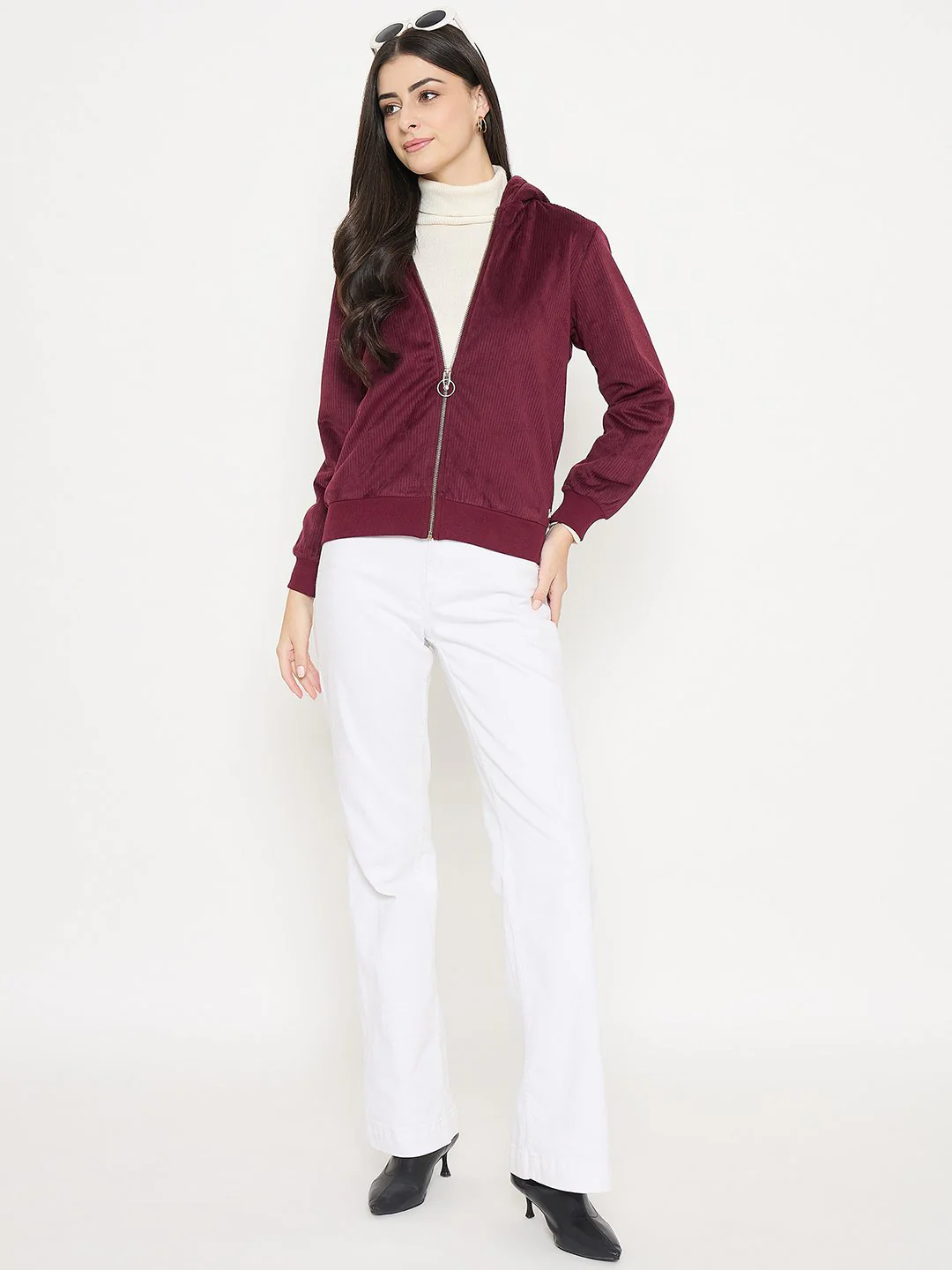 Madame Hooded Plum Sweatshirt - Image 3