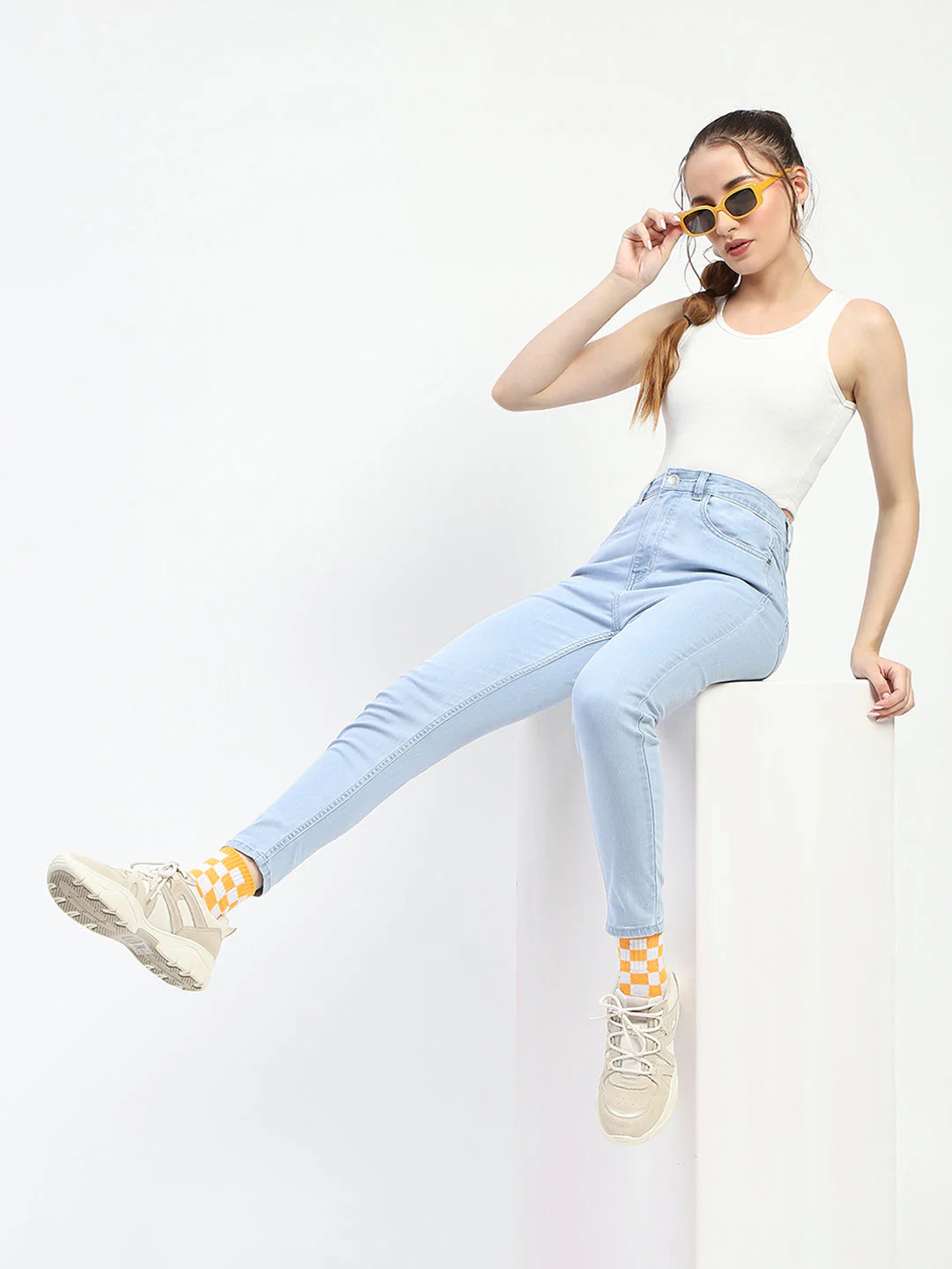 Madame Ice Blue Skinny Fit Cotton Denim Jeans