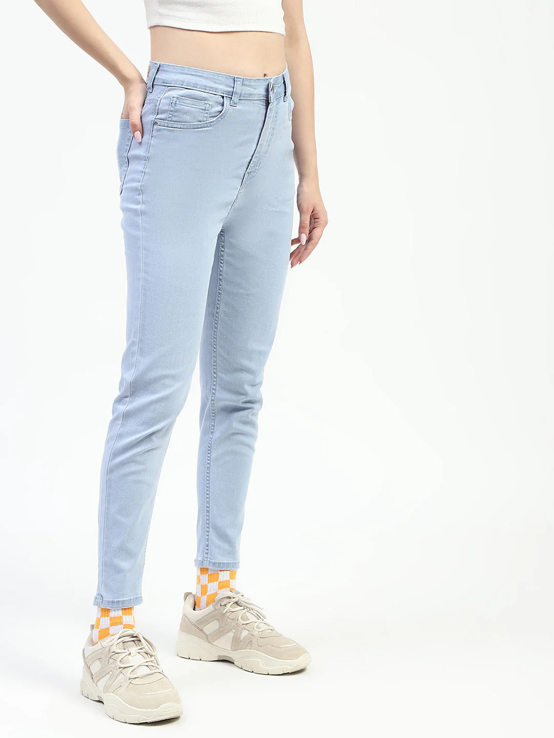 Madame Ice Blue Skinny Fit Cotton Denim Jeans - Image 3
