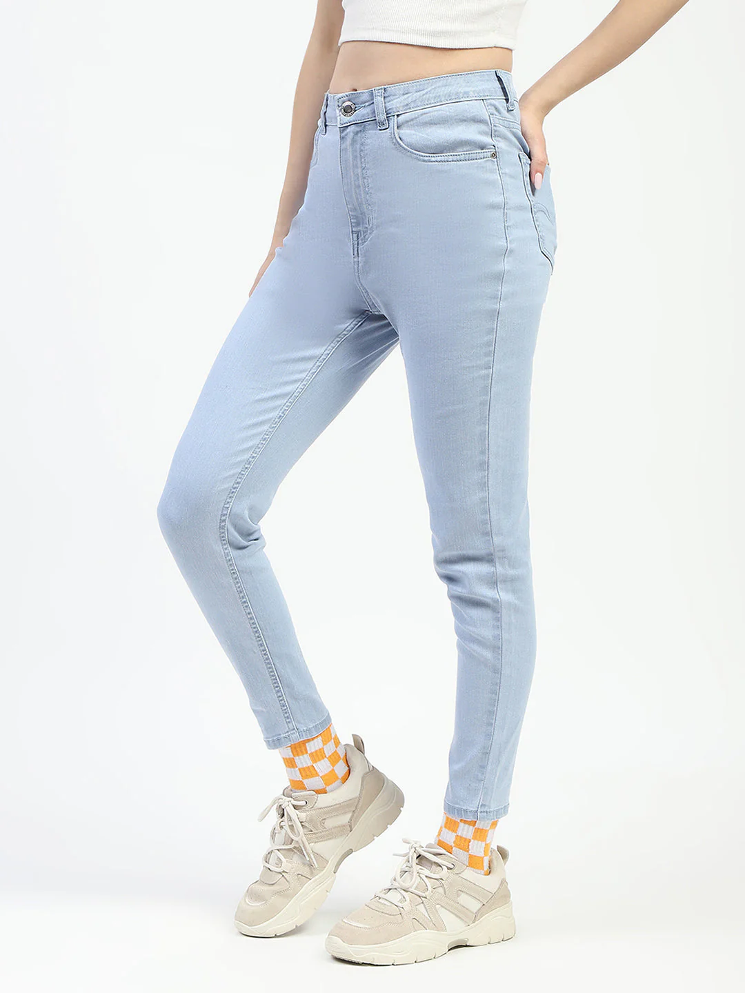 Madame Ice Blue Skinny Fit Cotton Denim Jeans - Image 4