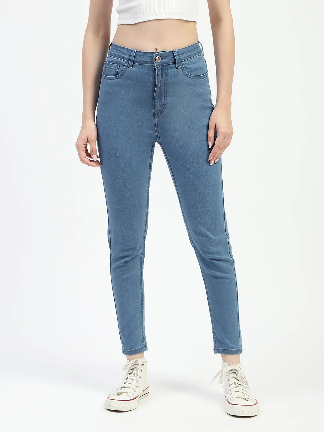 Madame Mid Blue Slim Fit Cotton Denim Jeans - Image 2