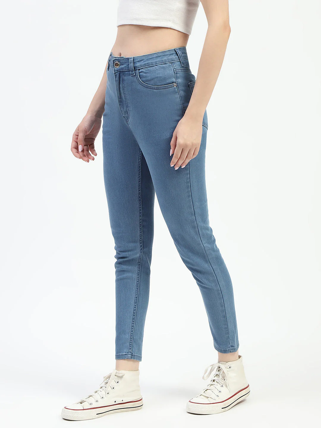 Madame Mid Blue Slim Fit Cotton Denim Jeans - Image 4