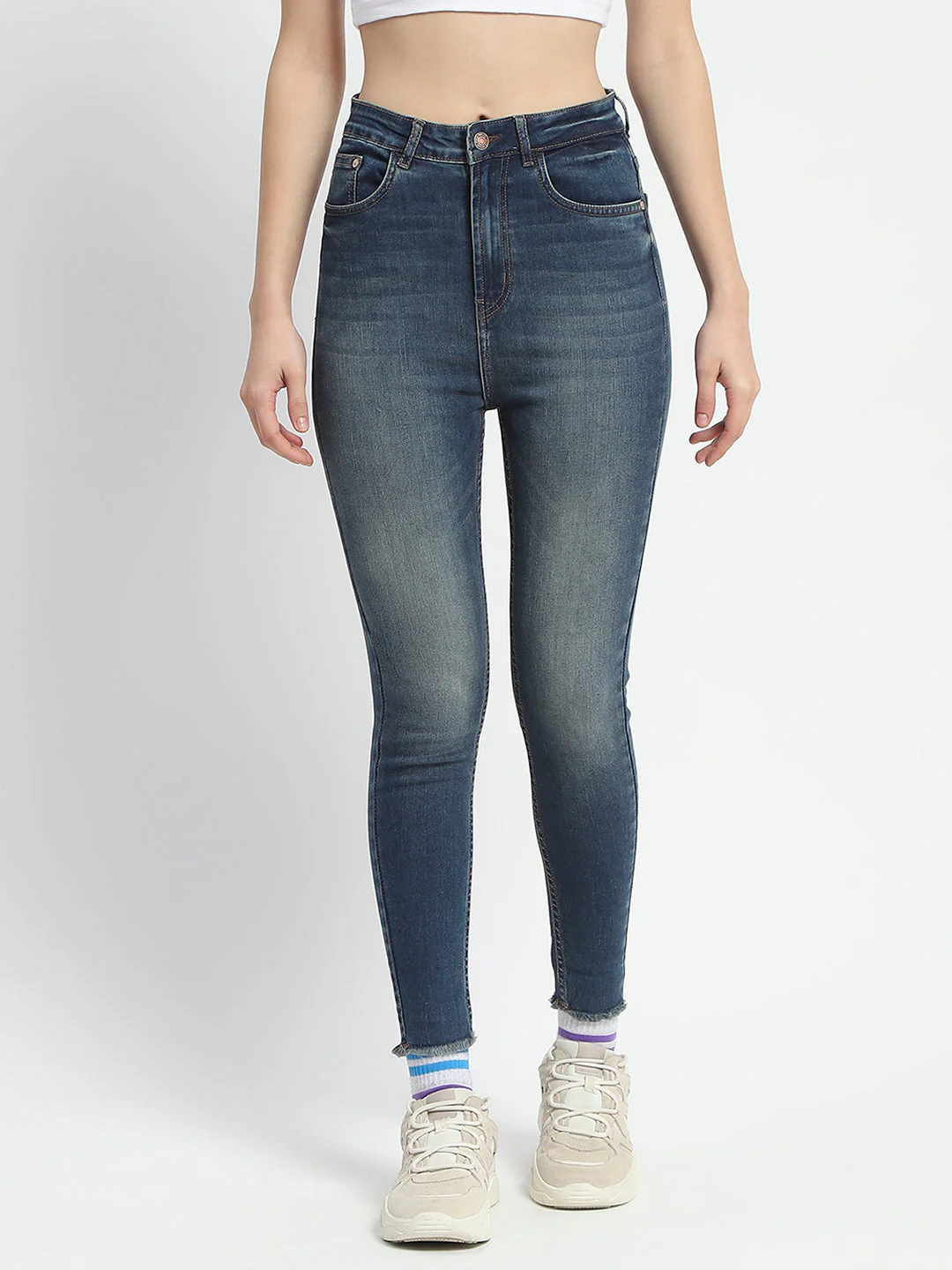 Madame Whiskered Stone Wash Green Tinted Cotton Denim - Image 2
