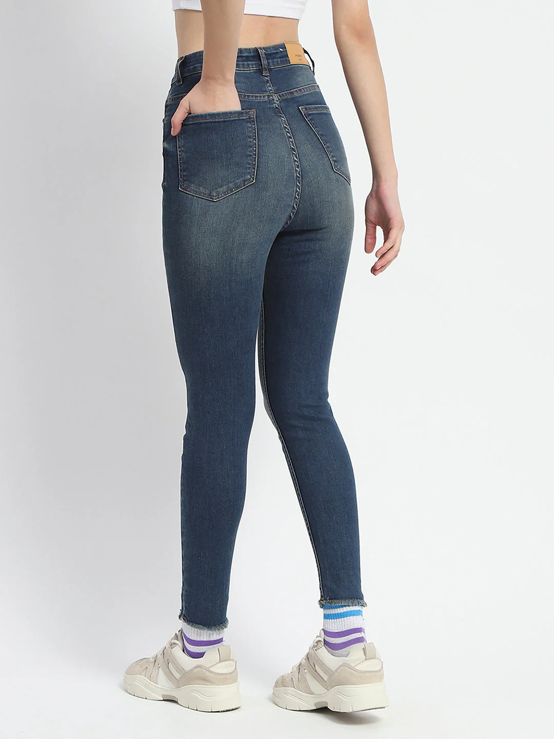 Madame Whiskered Stone Wash Green Tinted Cotton Denim - Image 5