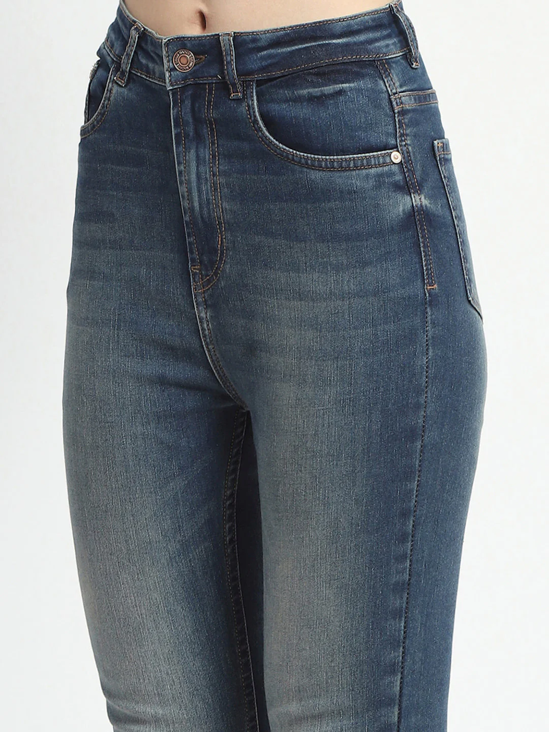 Madame Whiskered Stone Wash Green Tinted Cotton Denim - Image 6