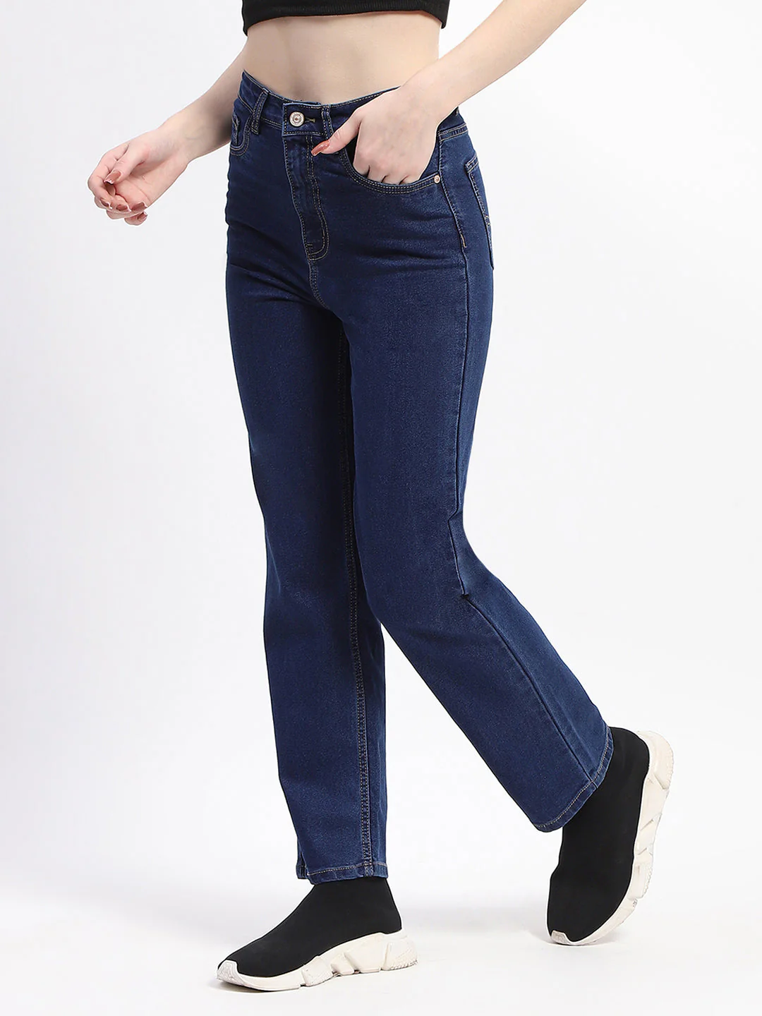 Madame Straight-Fit Dark Blue Cotton Denim Jeans - Image 4