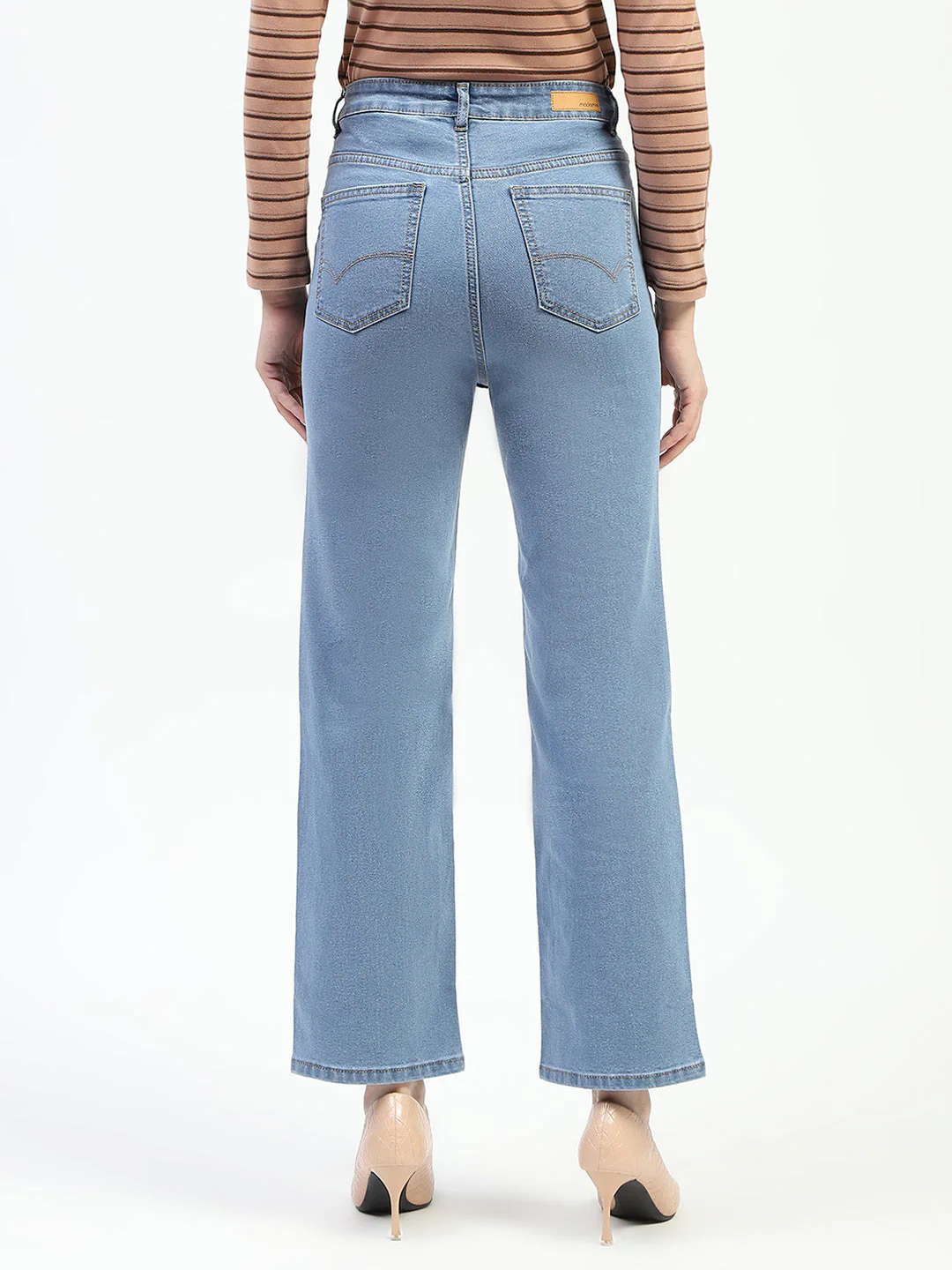 Madame Light Blue Straight Fit Cotton Denim Jeans - Image 5