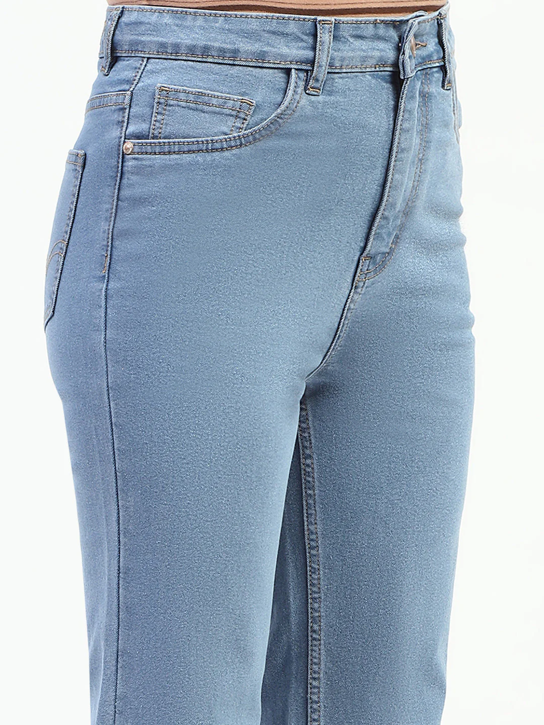 Madame Light Blue Straight Fit Cotton Denim Jeans - Image 6