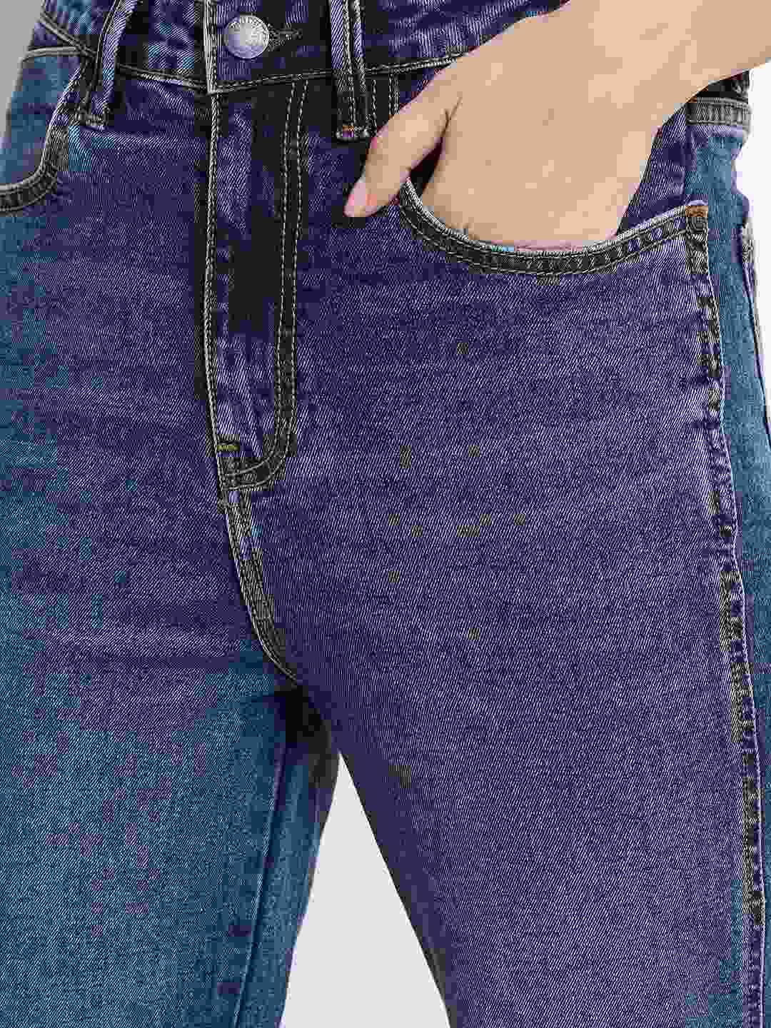 Madame Whiskered Cotton Blend Mid Blue Denim Jeans - Image 7