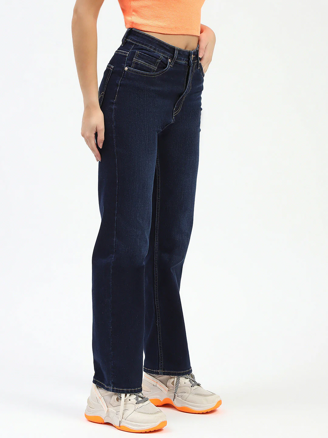 Madame Dark Blue Straight Fit Denim Jeans - Image 3