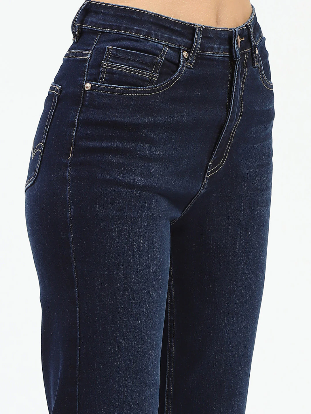 Madame Dark Blue Straight Fit Denim Jeans - Image 6