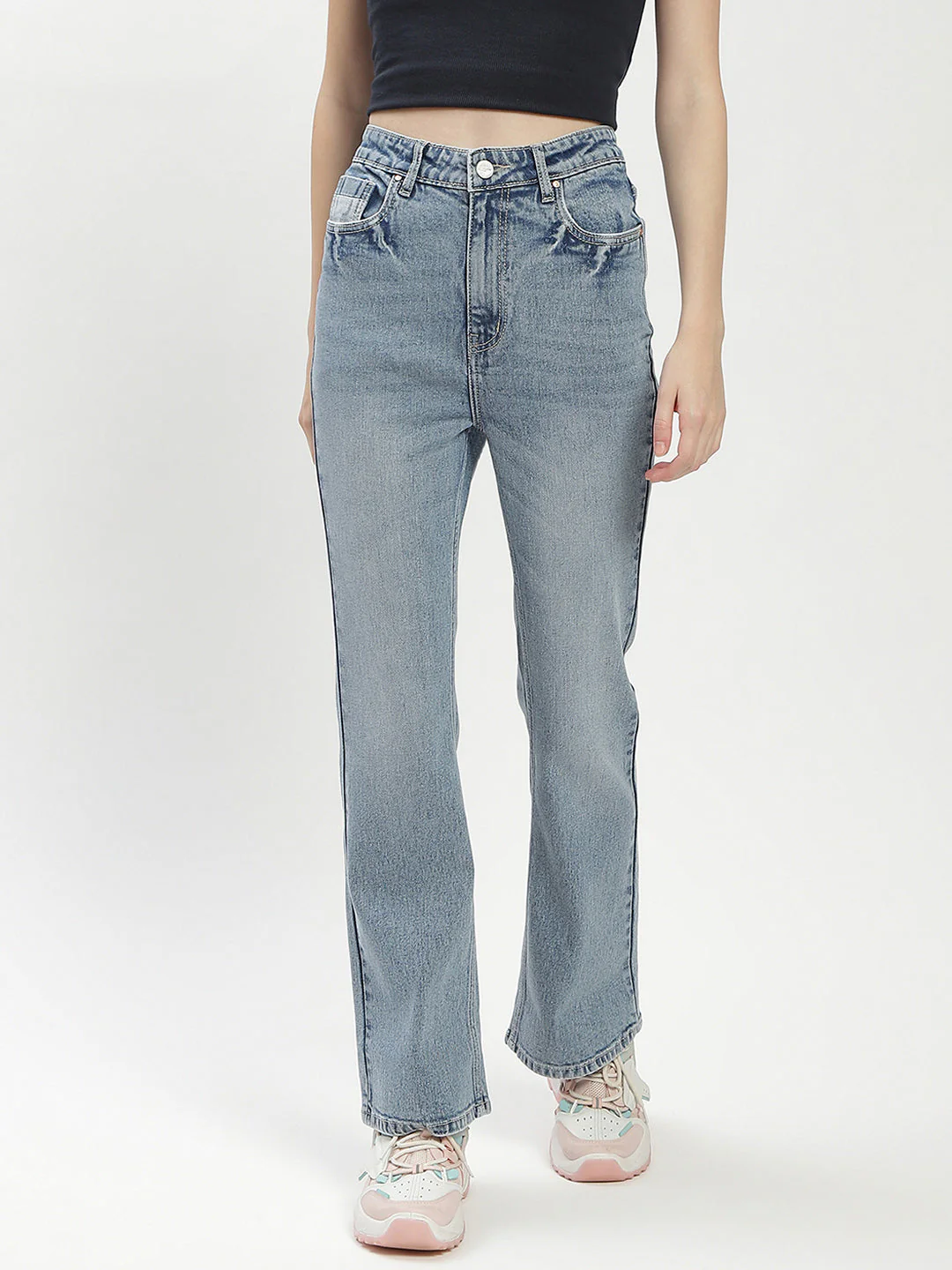 Madame Light Wash Flared Denim Jeans - Image 2