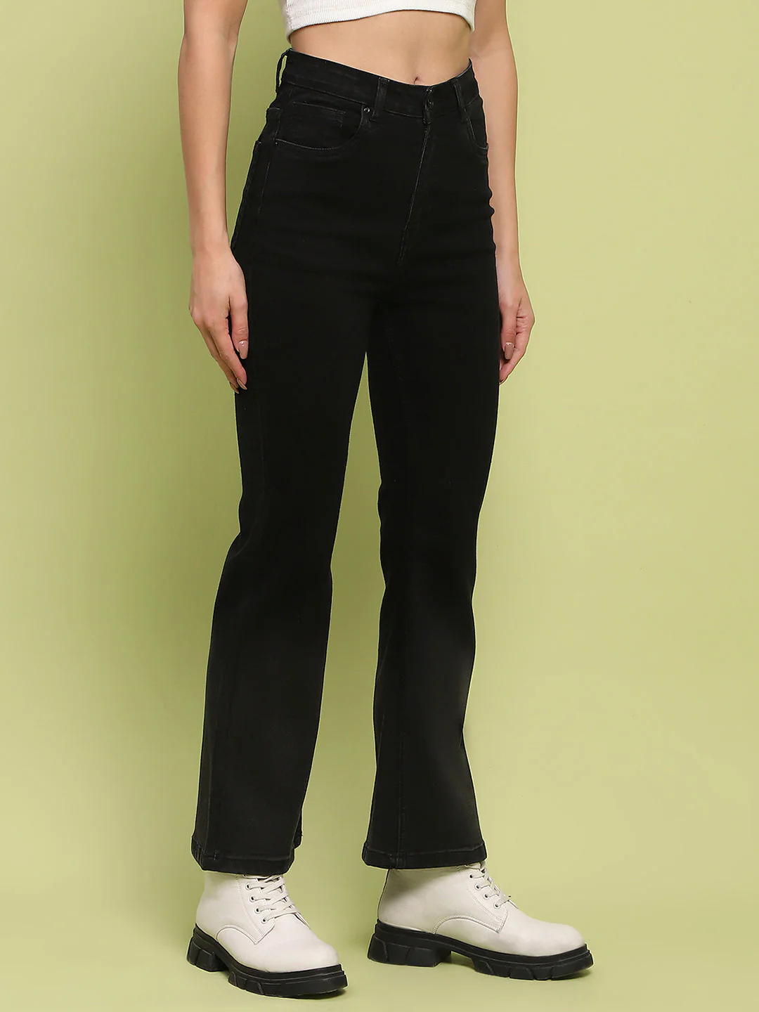 Madame Cotton Blend Black Flared Denim Jeans - Image 4