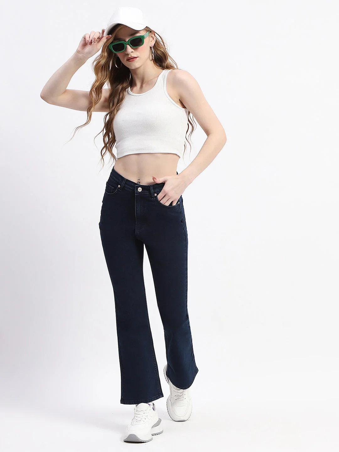 Madame Straight-Fit Dark Blue Cotton Denim Jeans